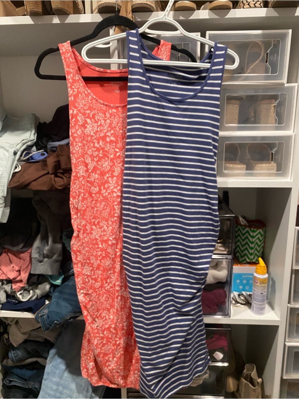 Maternity Dreses Navy & White One-Piece Dress